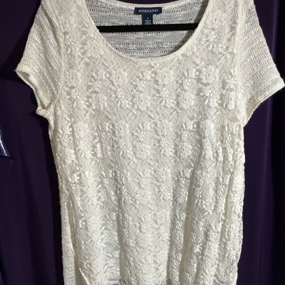 Bandolino Women's Ivory Floral Lace Blouse